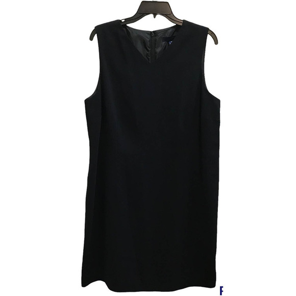 Venezia Women's Shift Dress 14/16 Black Sleeveless Midi Lined Sleeveless Career - Picture 1 of 7